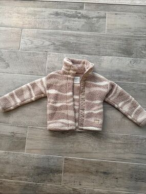 Cozy Sherpa Zip Jacket in Blush Stripe